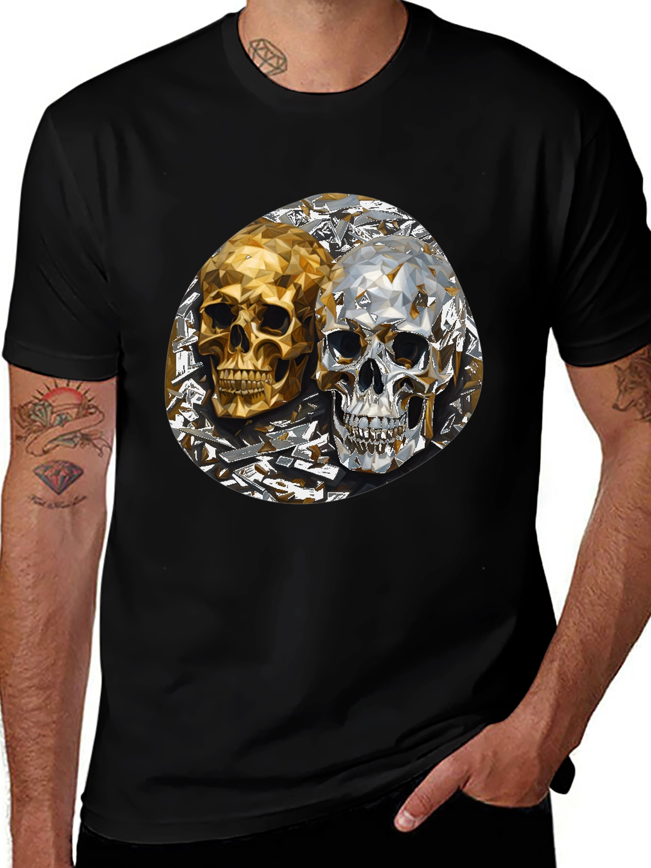 Skull Art Graphic Print Mens T-Shirt