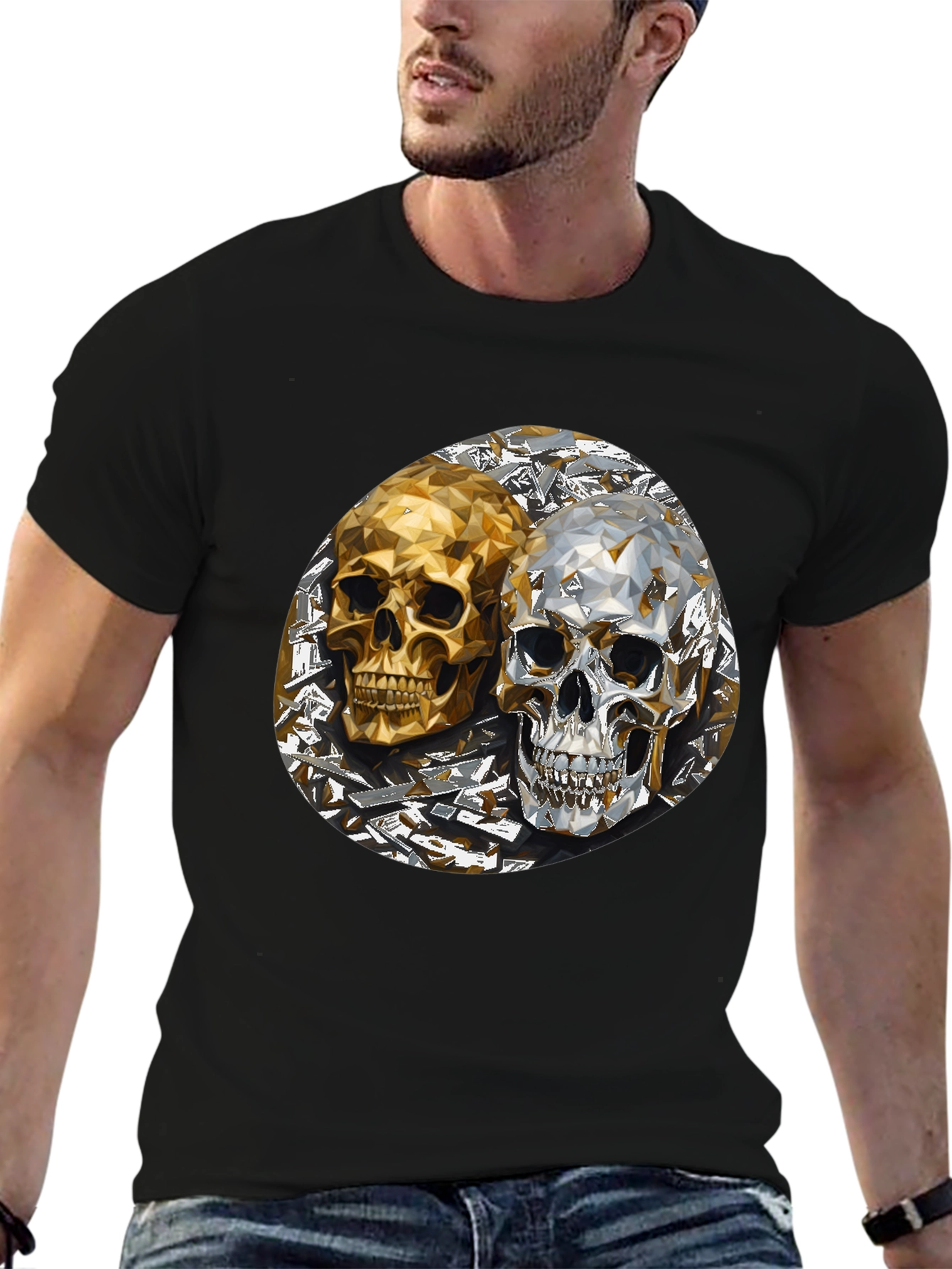 Skull Art Graphic Print Mens T-Shirt