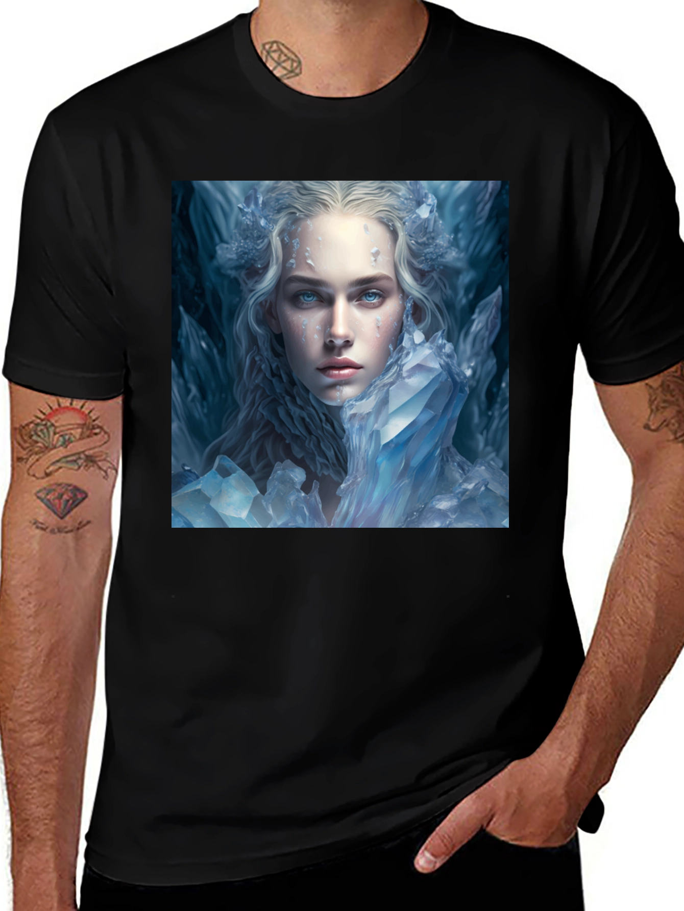 Icy Queen Graphic Tee - Black Cotton Blend Shirt