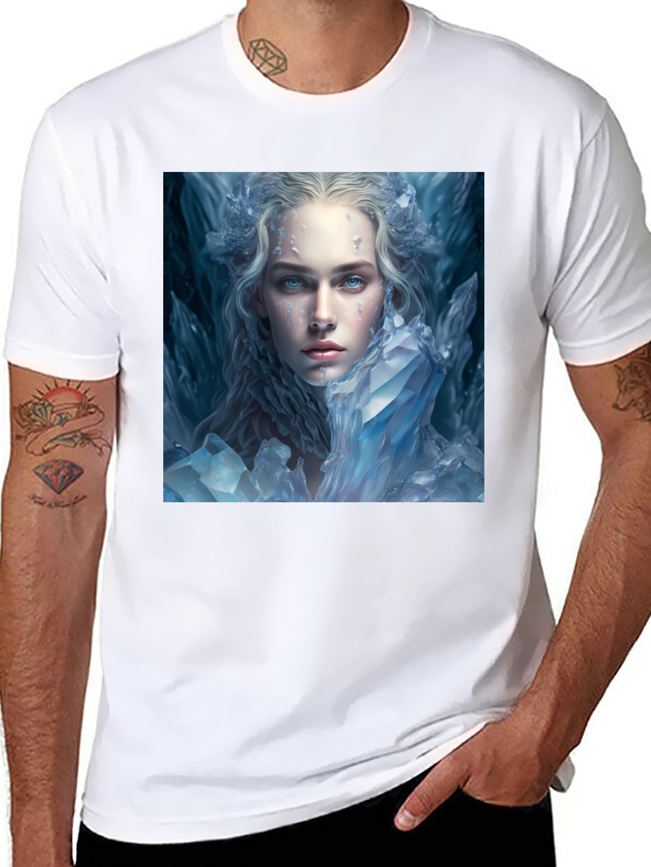 Icy Queen Graphic Tee - Black Cotton Blend Shirt