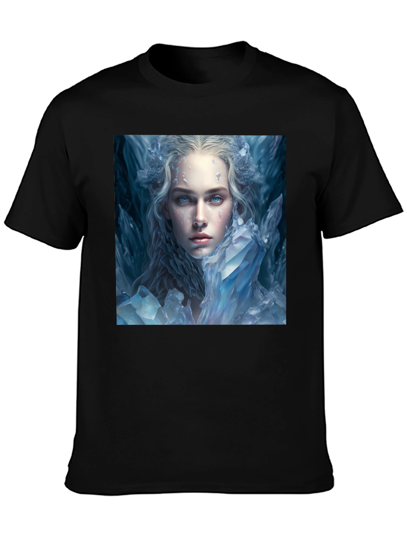 Icy Queen Graphic Tee - Black Cotton Blend Shirt