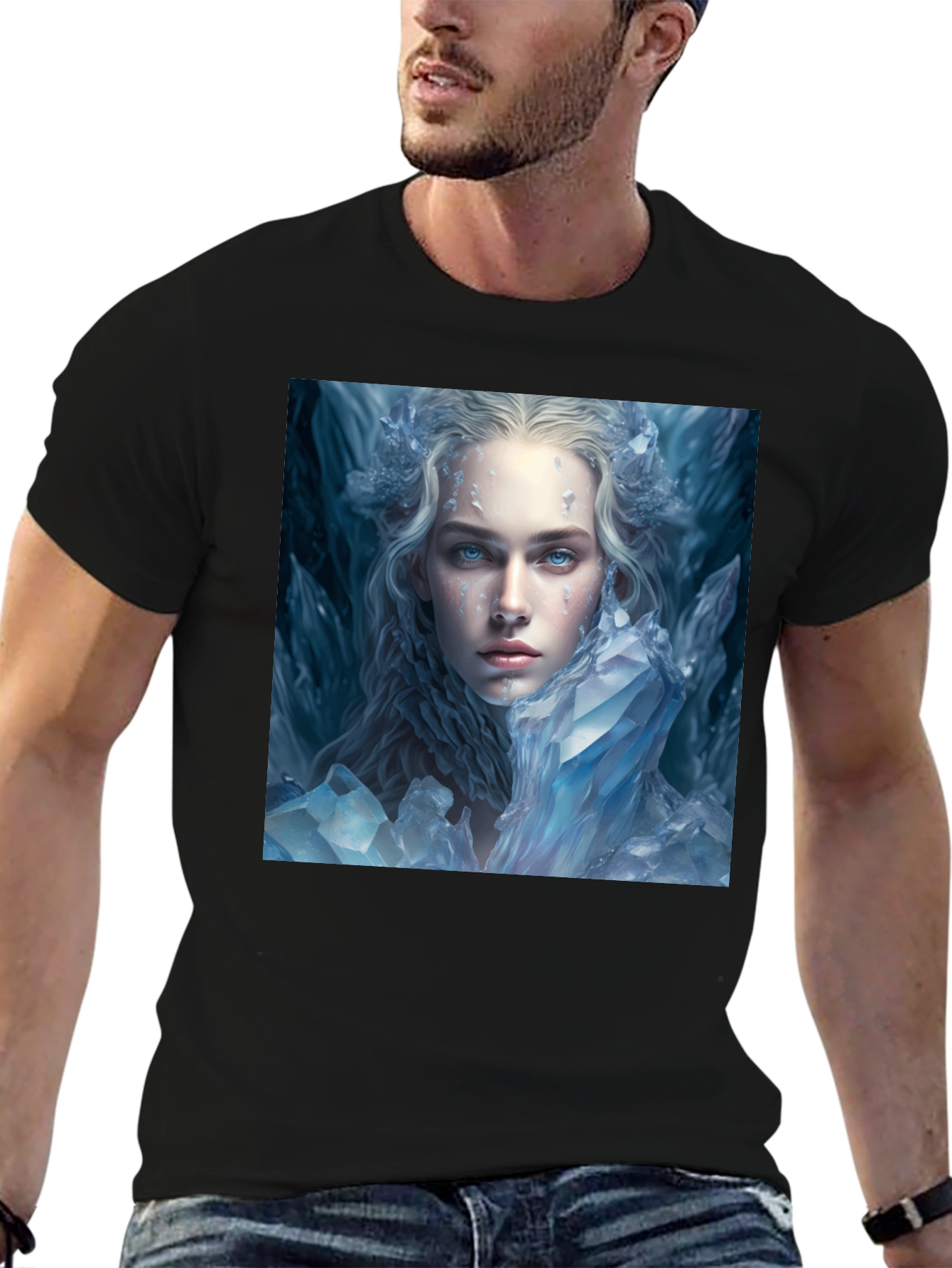 Icy Queen Graphic Tee - Black Cotton Blend Shirt