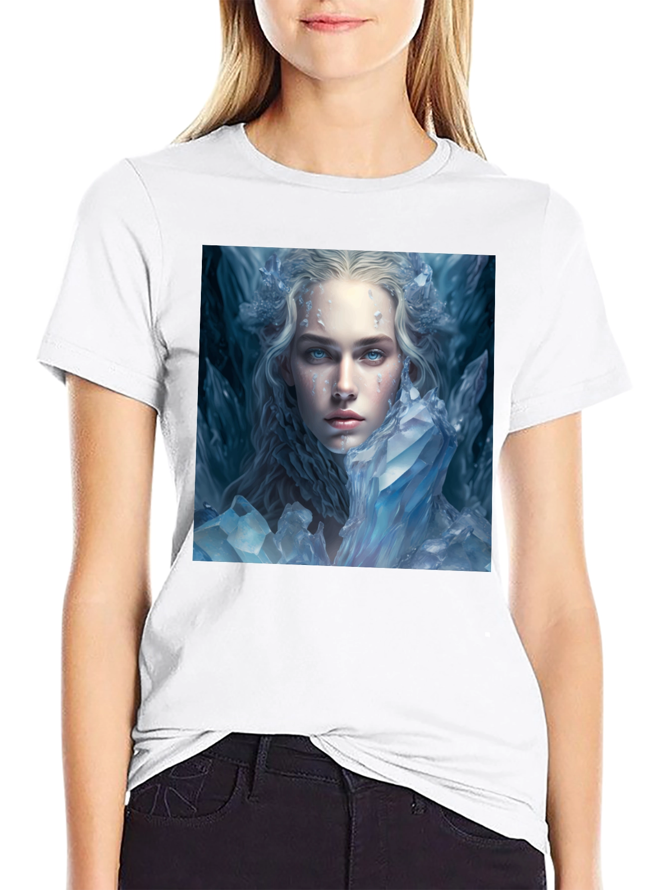 Icy Queen Graphic Tee - Black Cotton Blend Shirt
