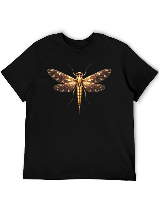 Golden Dragonfly Graphic Tee - Stylish Black T-Shirt