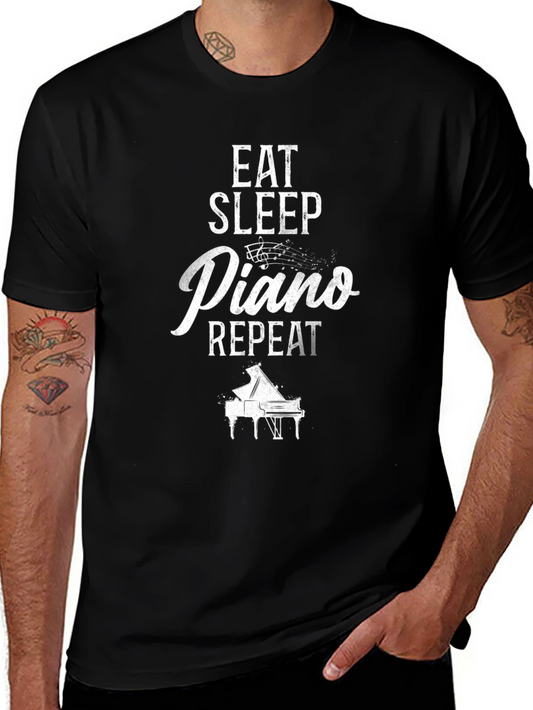 Eat Sleep Piano Repeat Graphic T-Shirt