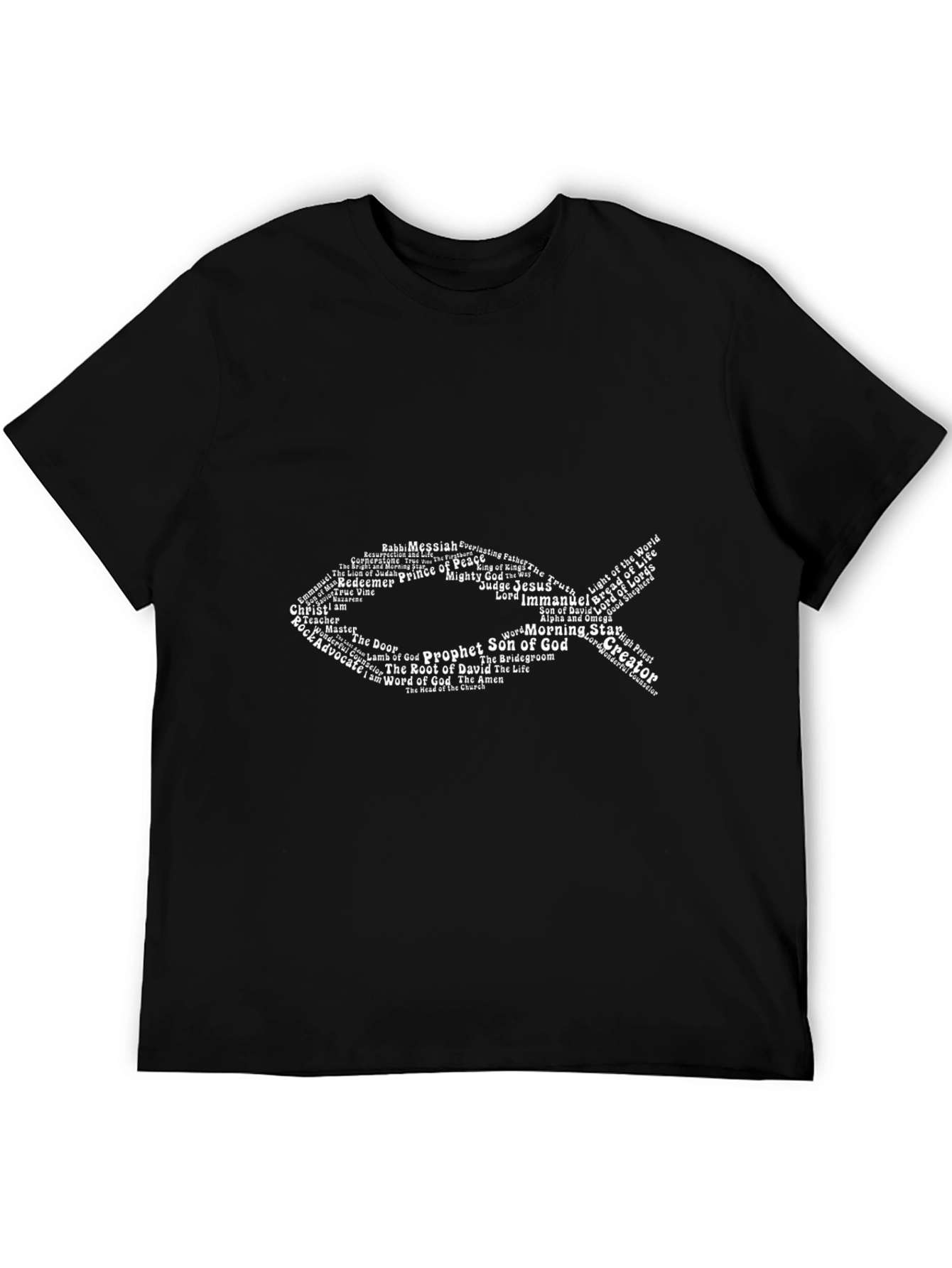 Christian Jesus Fish Graphic T-Shirt - Black