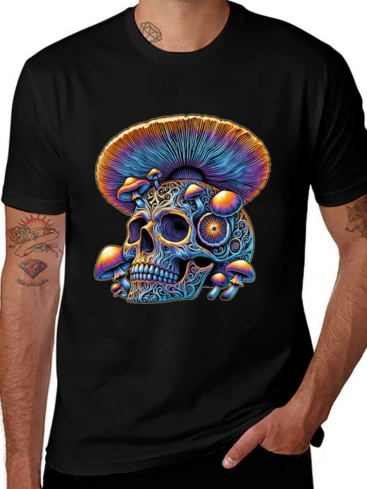 Psychedelic Skull & Mushroom Graphic T-Shirt