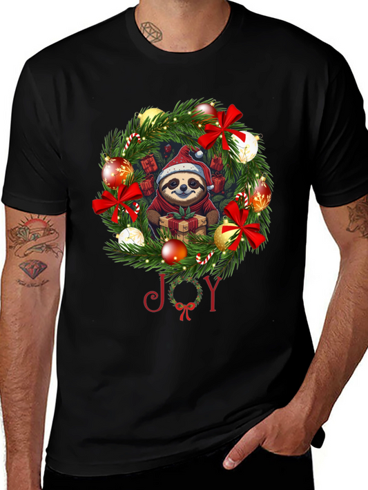 Festive Sloth Christmas Wreath T-Shirt