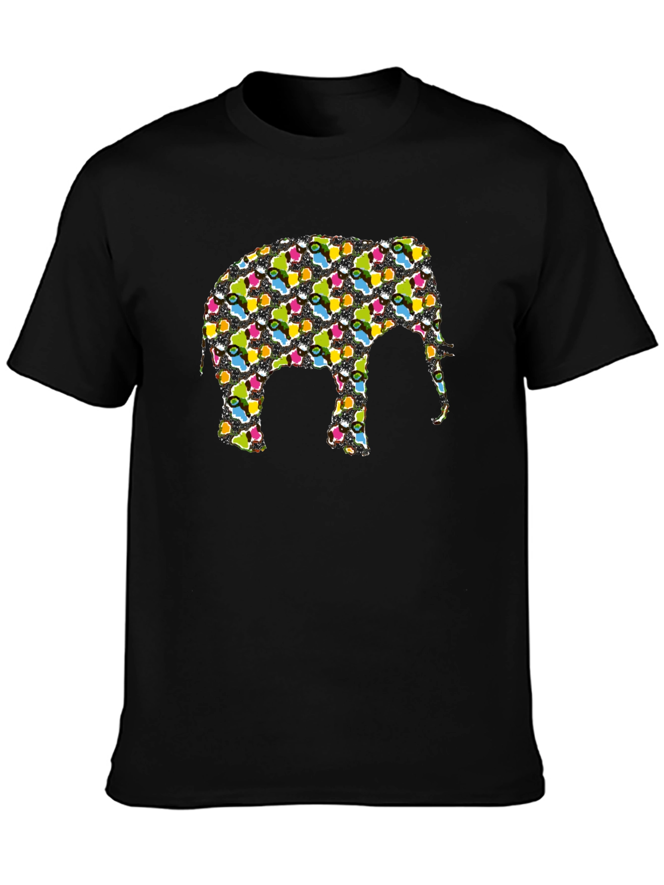 Funky Elephant Graphic Tee - Black Cotton T-Shirt