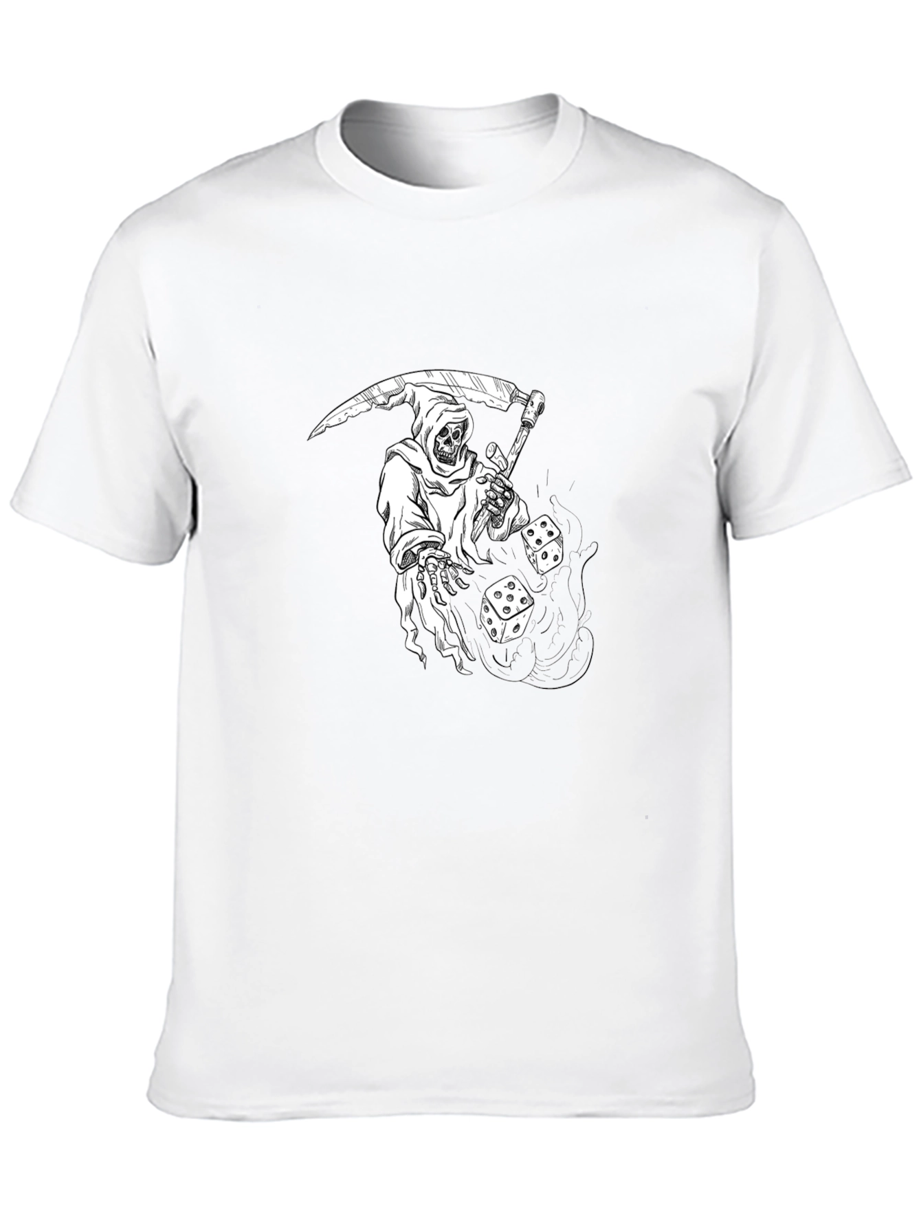 Grim Reaper Dice Graphic Tee - Black Cotton T-Shirt