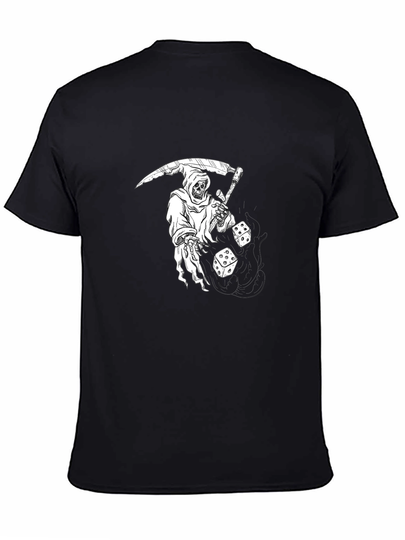Grim Reaper Dice Graphic Tee - Black Cotton T-Shirt