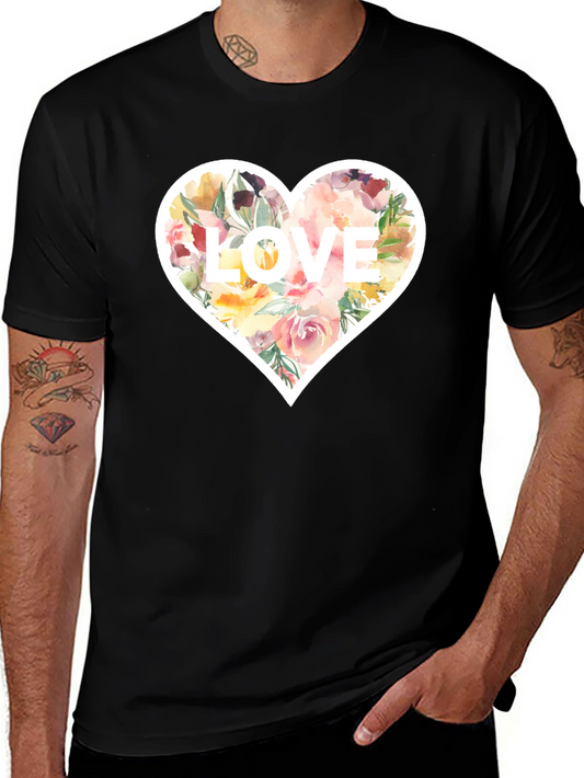 Floral Heart LOVE Graphic T-Shirt