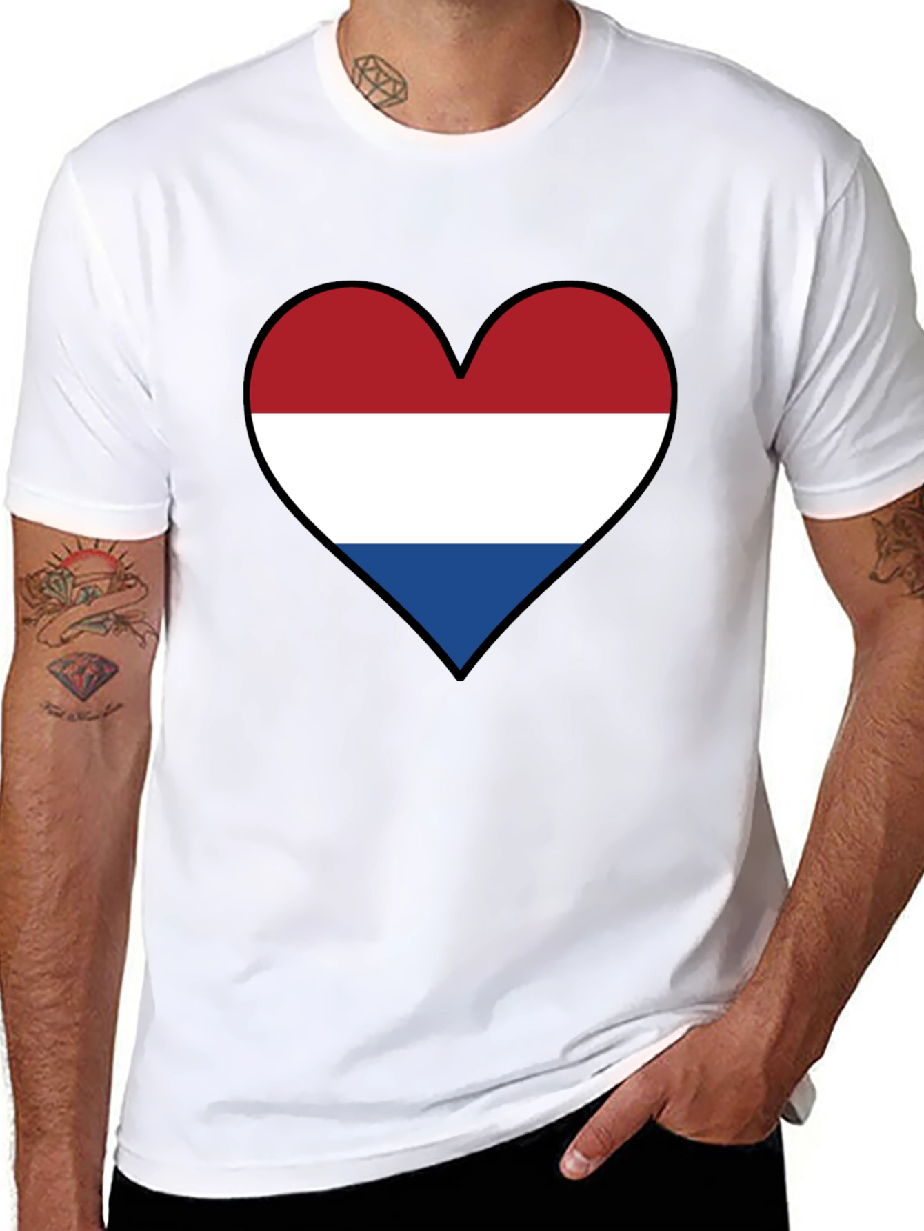 Dutch Flag Heart Graphic T-Shirt