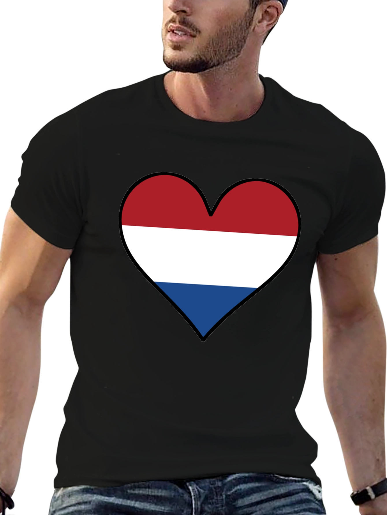 Dutch Flag Heart Graphic T-Shirt