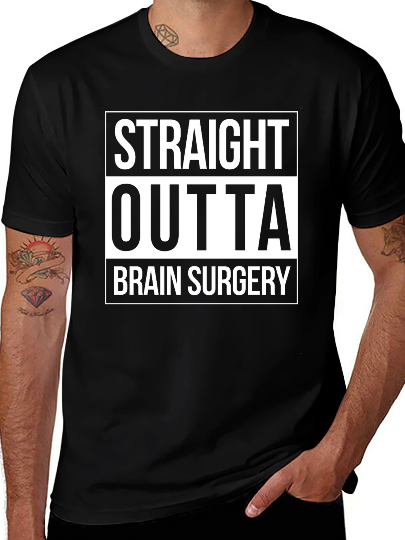 Straight Outta Brain Surgery Black T-Shirt