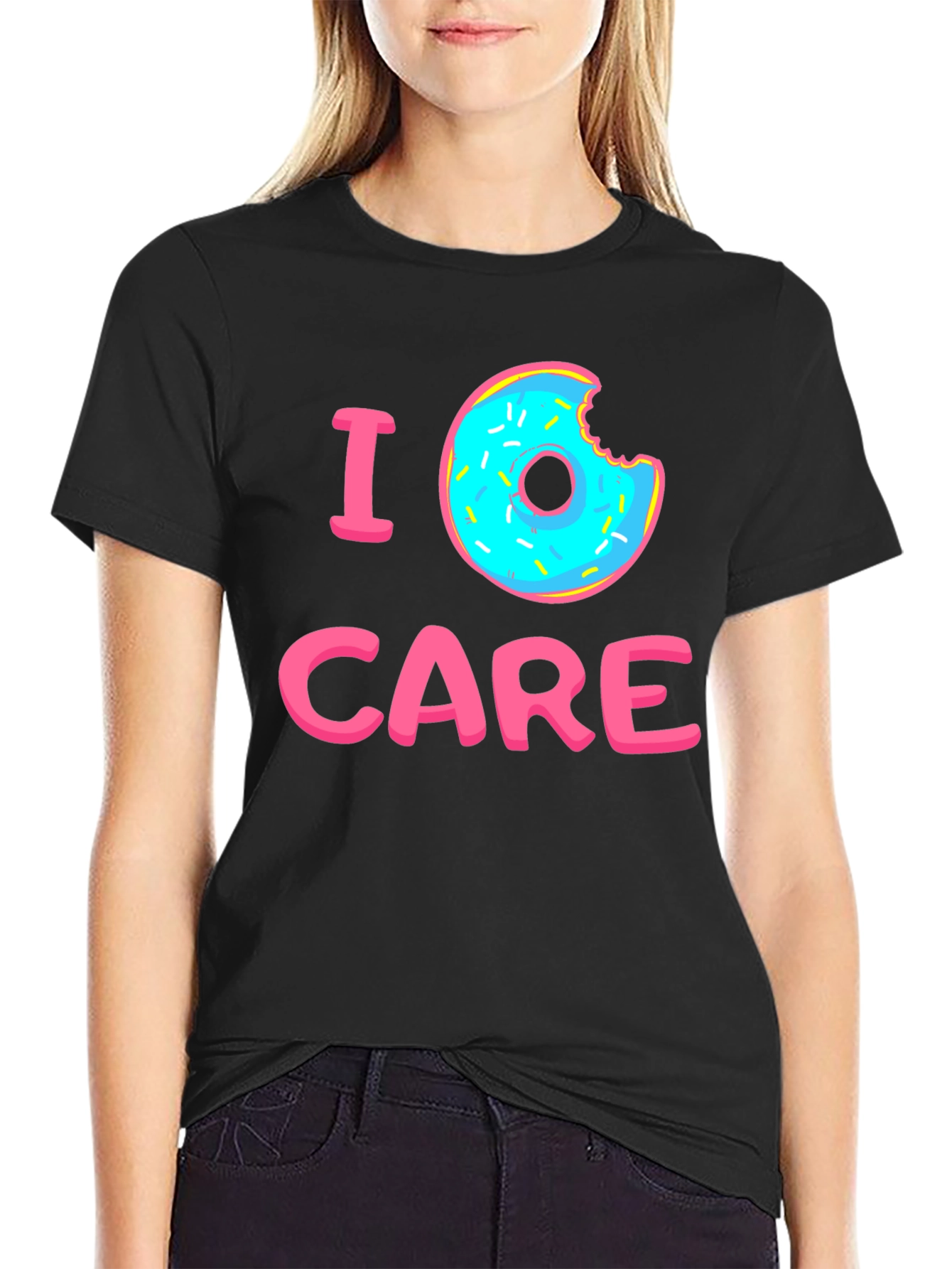 I Donut Care Graphic T-Shirt - Black