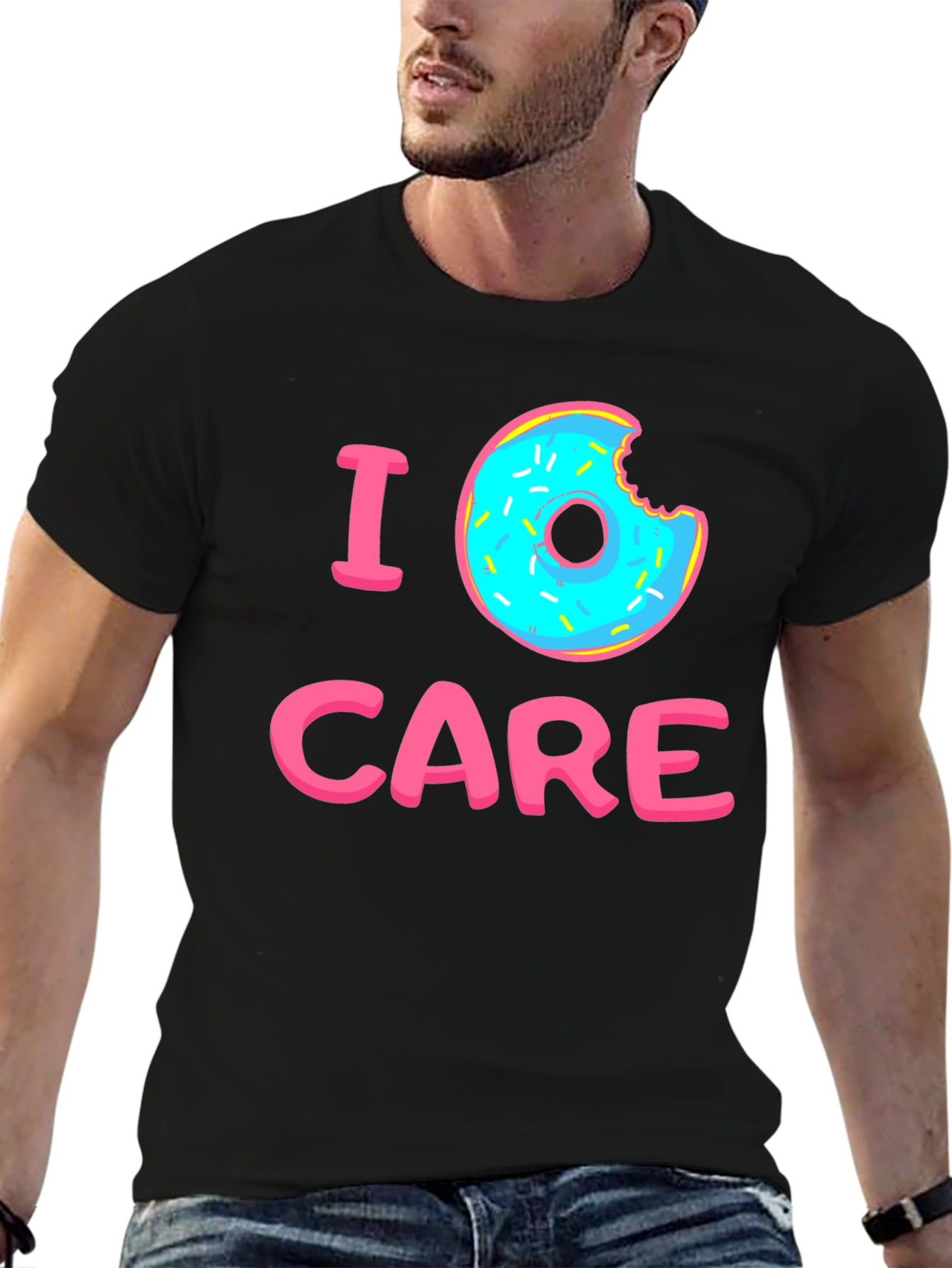 I Donut Care Graphic T-Shirt - Black