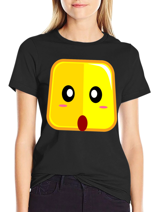 Surprised Emoji Black Cotton T-Shirt