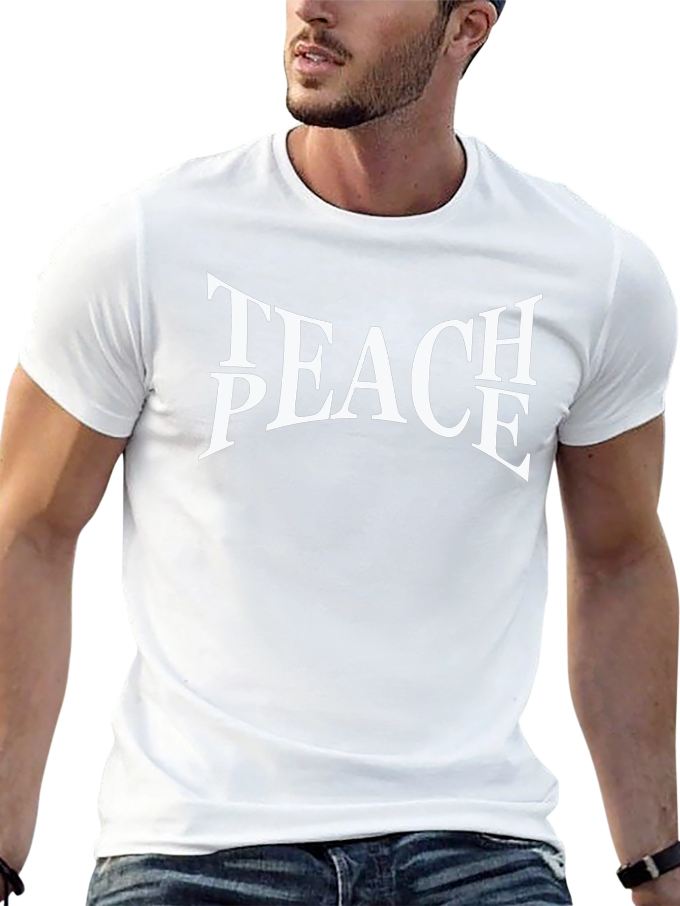 Teach Peace T-Shirt - Black White Graphic Tee