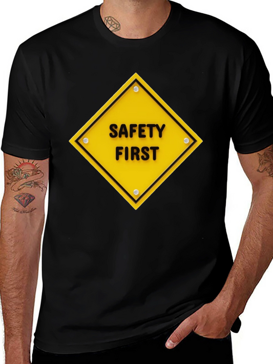 Safety First Graphic Tee - Black Cotton T-Shirt