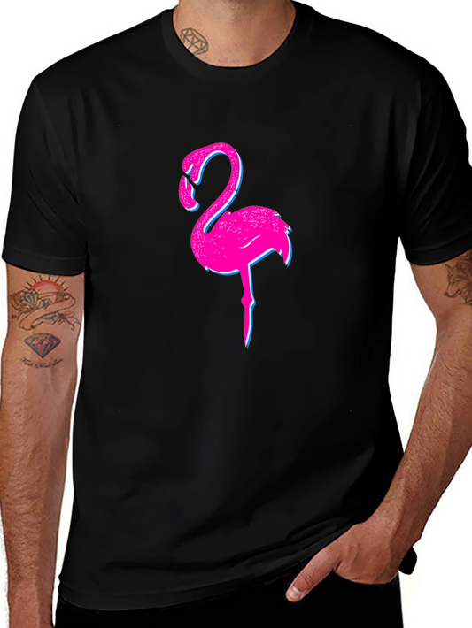 Flamingo Graphic Print Black T-Shirt