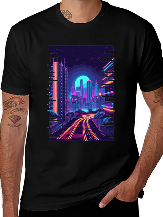 Cyberpunk Cityscape Graphic Tee