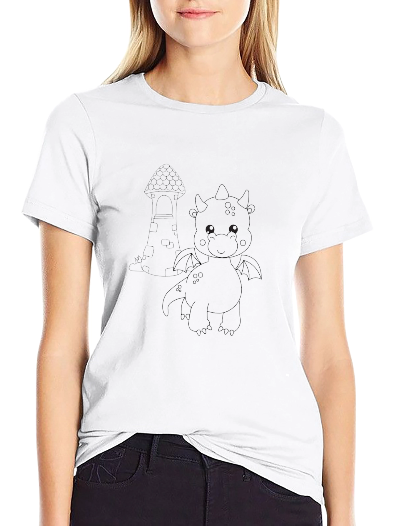 Cute Dragon Graphic Black T-Shirt