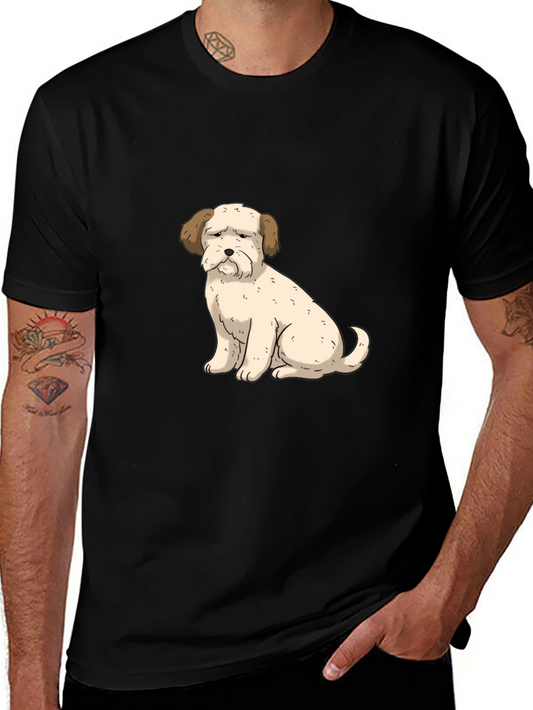 Dog Cartoon Print Black T-Shirt