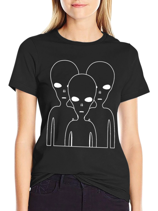 Alien Trio Graphic Tee - Black Cotton T-Shirt