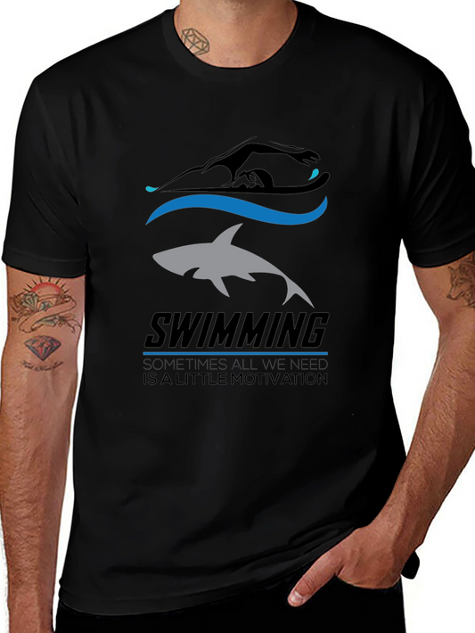 Motivational Swimming T-Shirt - Shark Design