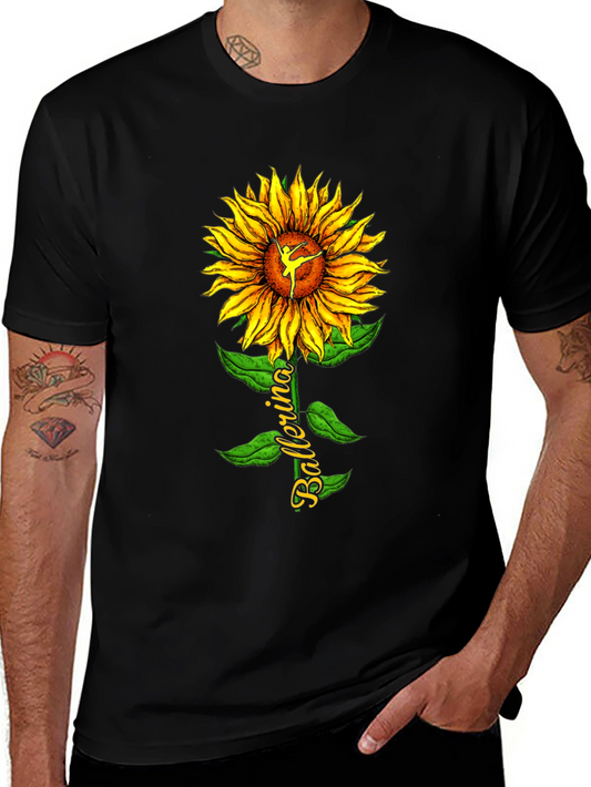 Sunflower Ballerina Graphic Tee - Black