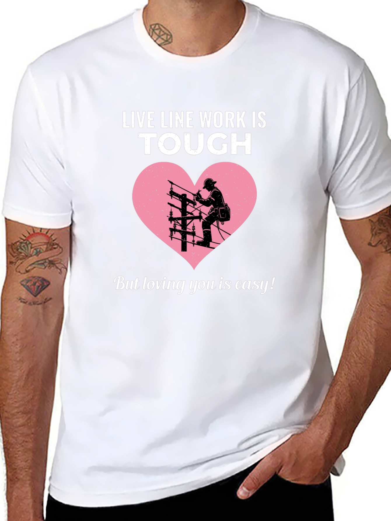 Live Line Work is Tough Graphic T-Shirt