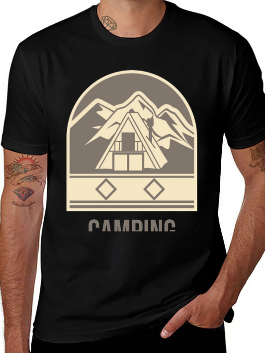 Camping Adventure Tee: Mountain Cabin Design