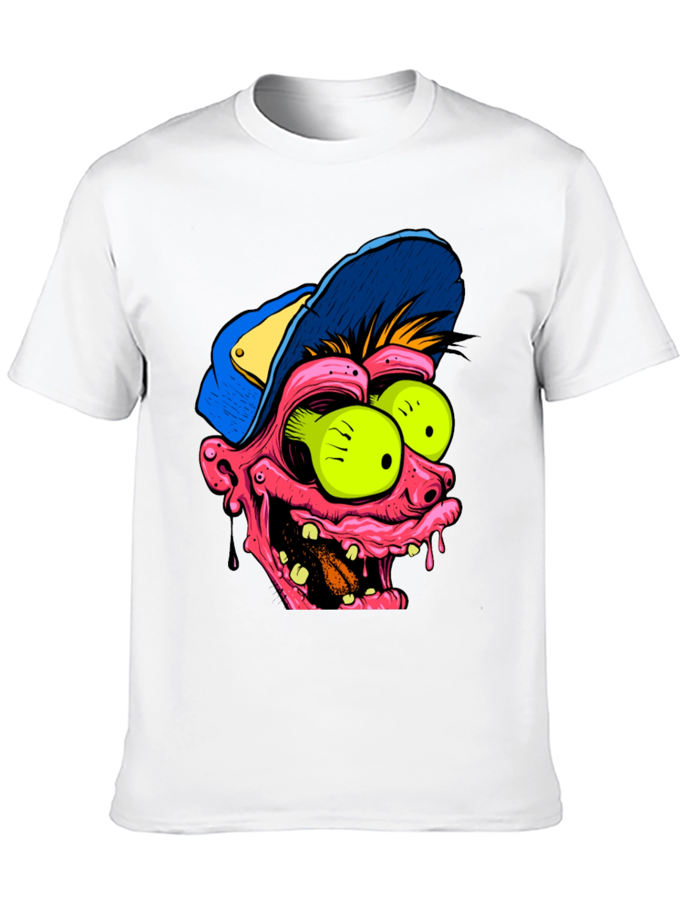 Cartoon Monster Face Graphic Black T-Shirt