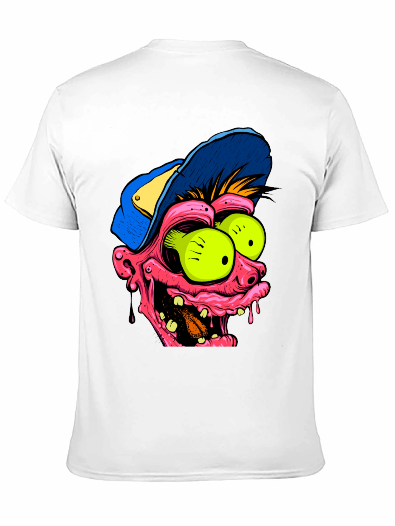 Cartoon Monster Face Graphic Black T-Shirt