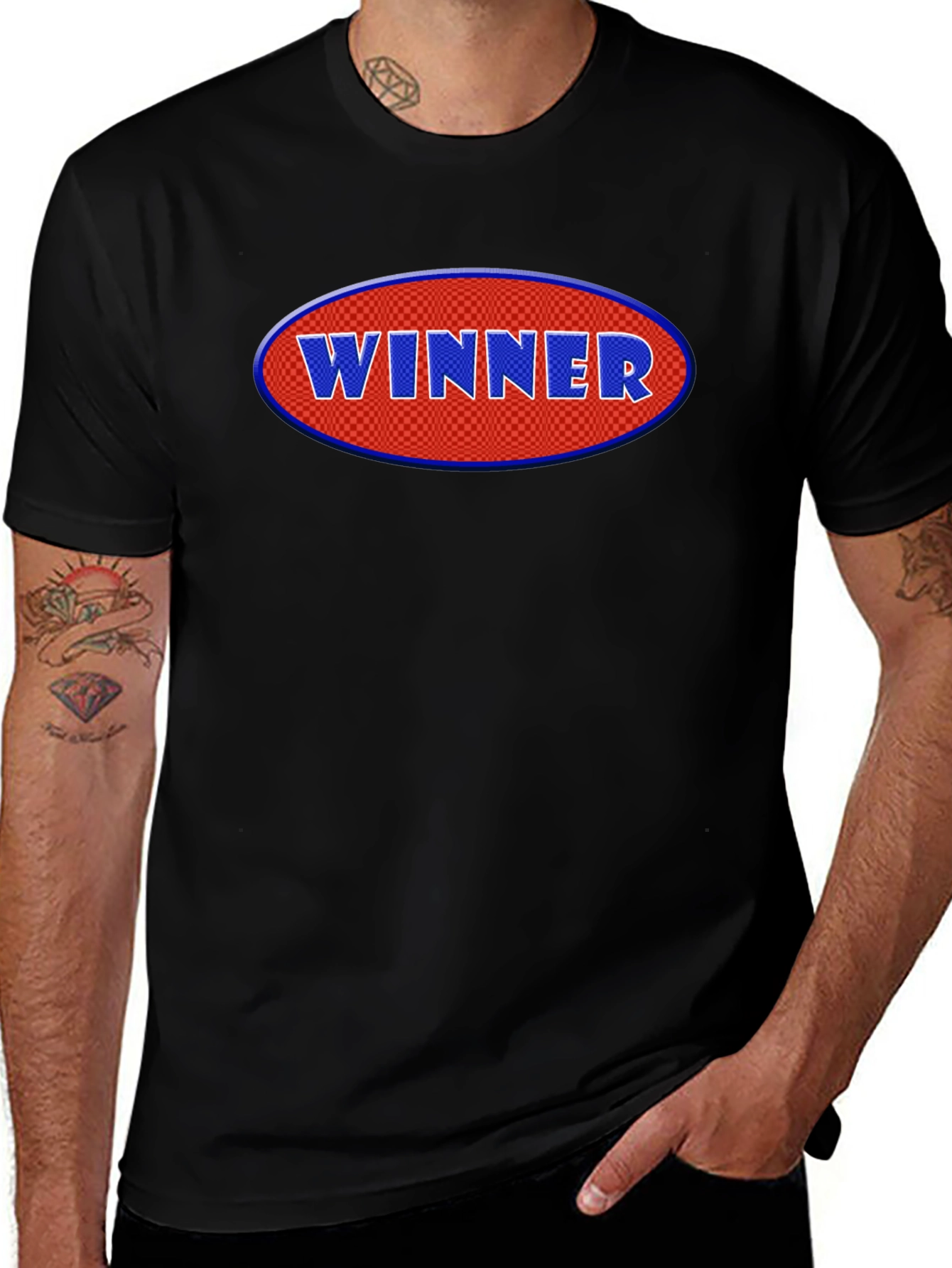 Winner Graphic Tee - Black Cotton T-Shirt