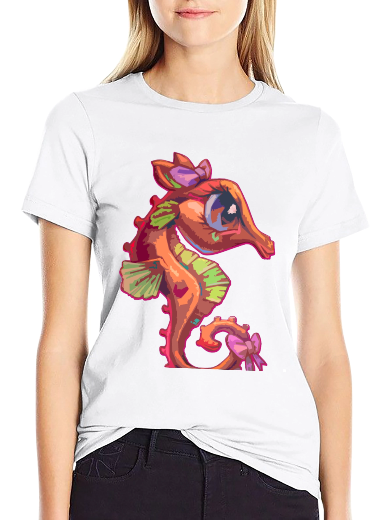 Seahorse Graphic Tee - Cute Cartoon Style
