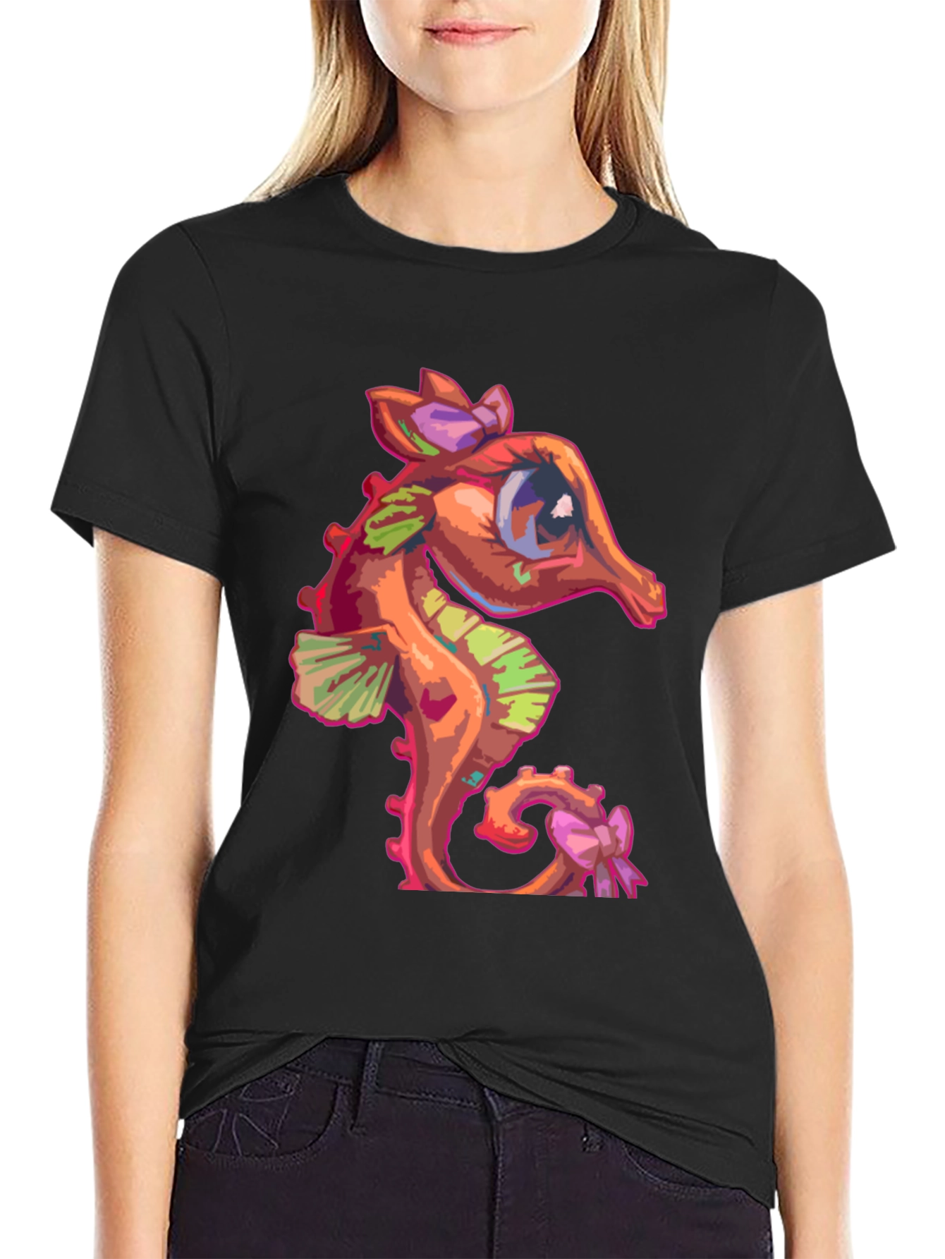 Seahorse Graphic Tee - Cute Cartoon Style
