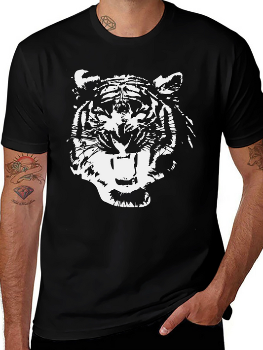 Roaring Tiger Graphic Tee - Black Cotton T-Shirt