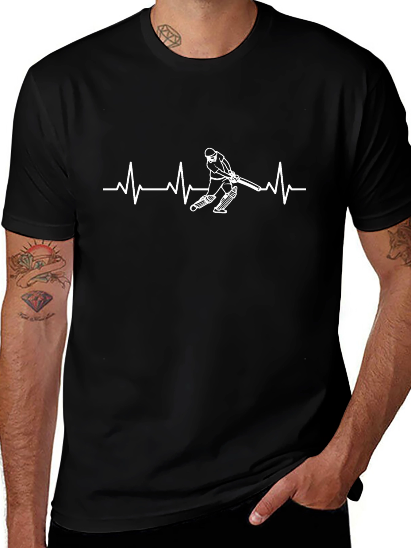 Cricket Heartbeat Graphic Tee - Black Cotton
