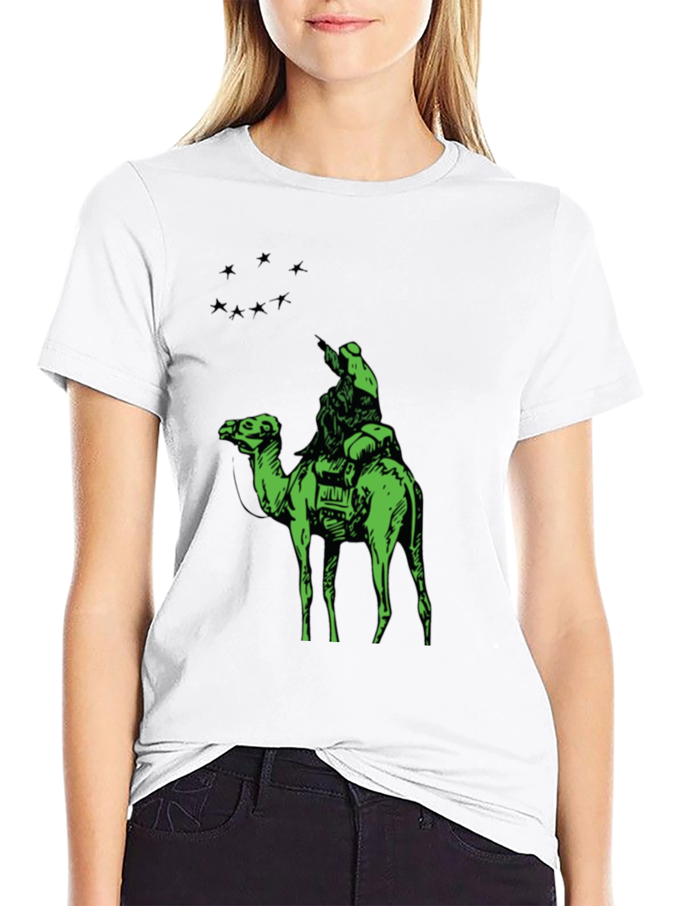 Camel Rider Graphic Tee - Black Cotton T-Shirt