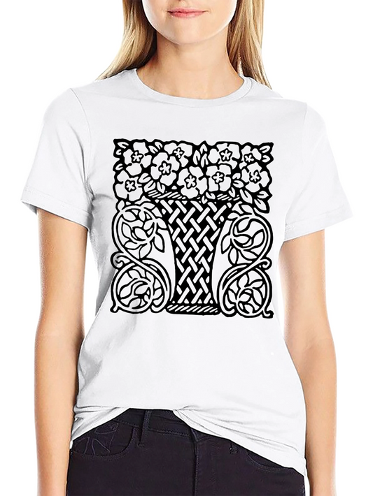 Floral Basket Graphic Tee - Stylish Black T-Shirt