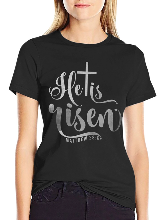 He Is Risen Christian T-Shirt - Matthew 28:6 Easter Tee