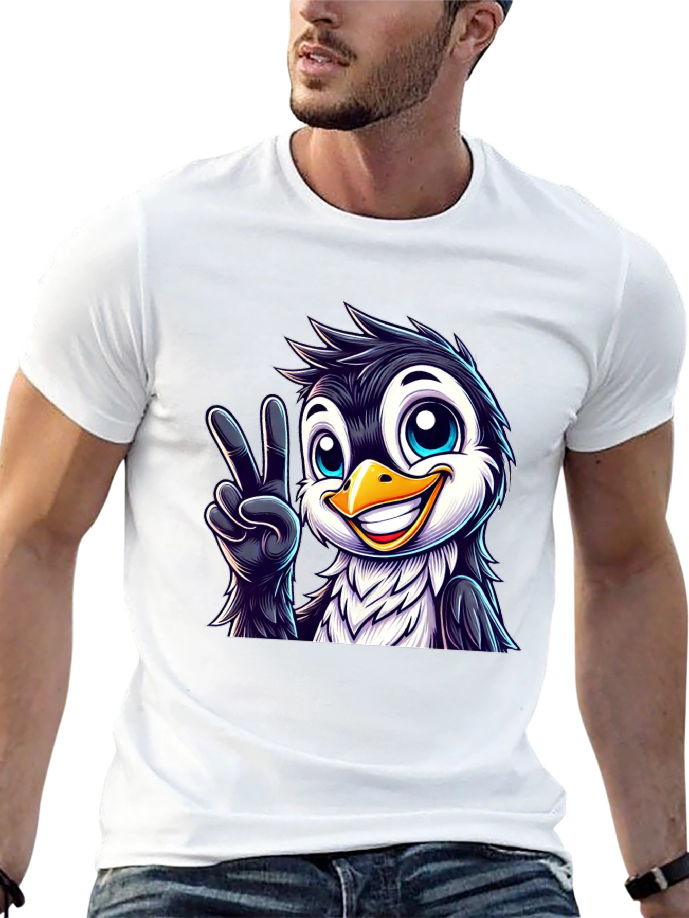 Peace Penguin Graphic Tee - Mens Black T-Shirt