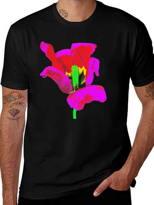 Bold Flower Graphic Black T-Shirt