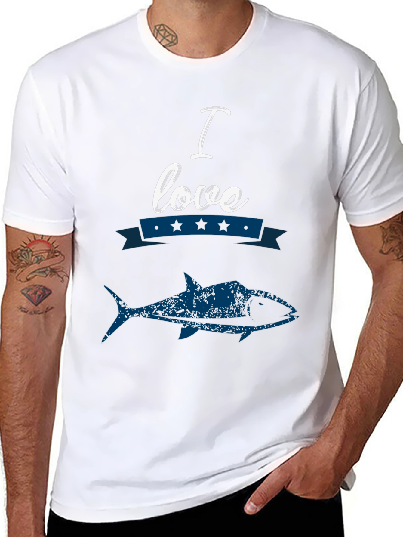 I Love Fishing Graphic Tee - Black
