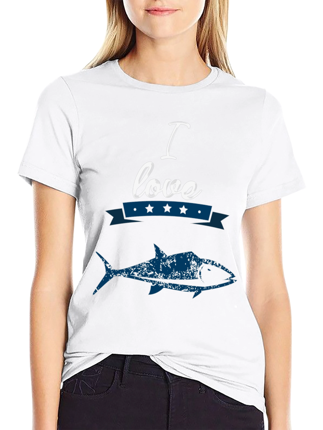I Love Fishing Graphic Tee - Black