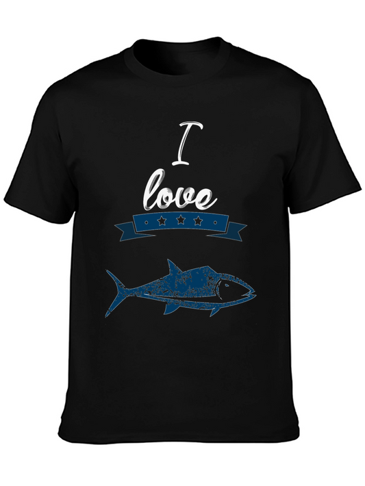 I Love Fishing Graphic Tee - Black