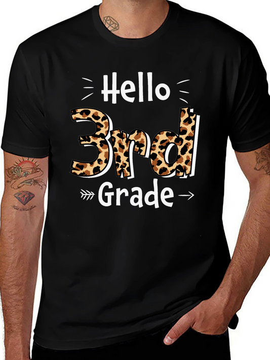 Hello 3rd Grade Leopard Print Back to School T-Shirt