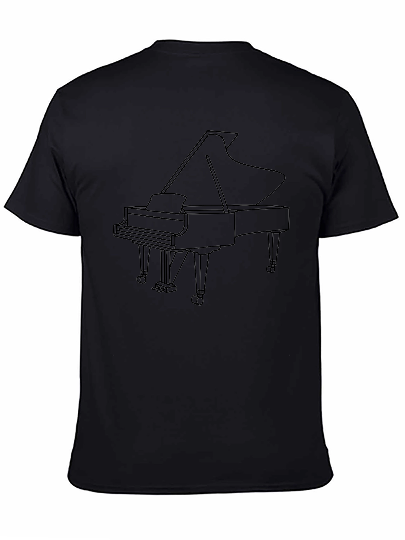 Grand Piano Outline Black T-Shirt